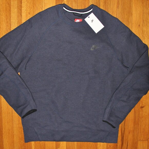Nike Sportswear Tech Fleece Crew Neck Sweatshirt Mens L Obsidian - Picture 1 of 5